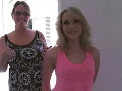 Cute Blonde Teen Sucks &amp; Fucks Guy While Her Mum Watches