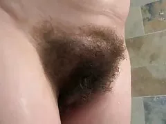english mature bathes her giant tits &amp; hairy pussy