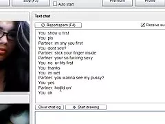 Maculated asian teen play with hairy pussy on chatroulette