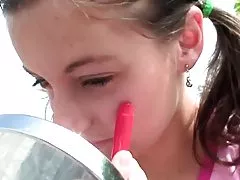 Outdoor hairy pussy petite takes anal
